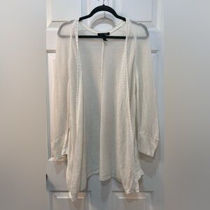 Lauren Ralph Lauren Linen Blend Ivory Open Knit Cardigan Sz 2XL Nautical Cottage